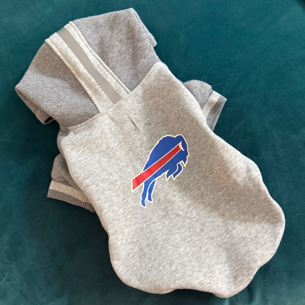 Little Earth Buffalo Bills Dog Hoodie Sweatshirt Grey Blue Red Size L fits S/M